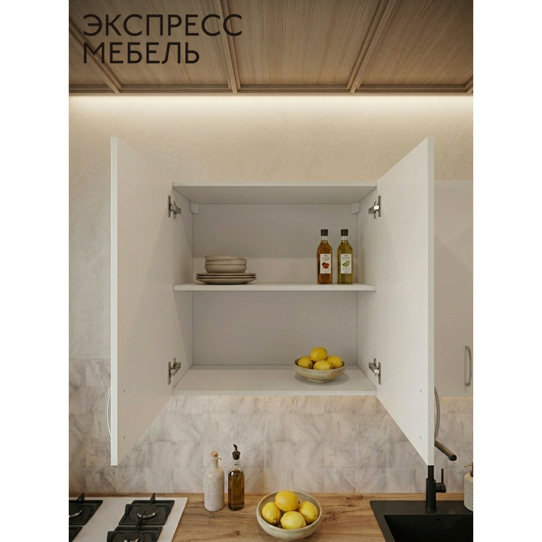 Кухня Амелия - цвет фасада белый. Ширина 1,8 метра. Цвет корпуса белый.