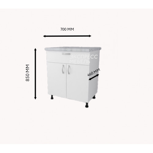 Кухонный модуль нижний с выдвижным ящиком - цвет фасада белый. Ширина 70см. Цвет корпуса белый.Н1Я2Д700.№7