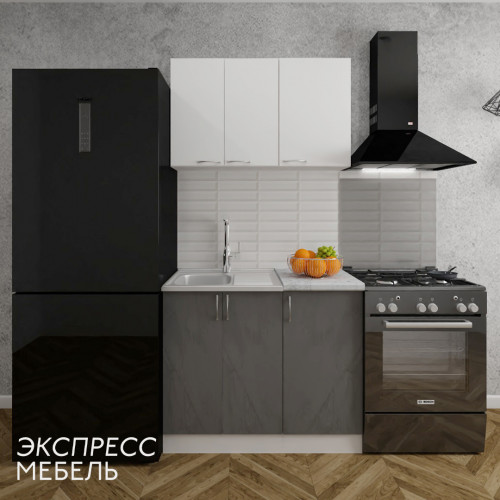 Кухонный  гарнитур Ника 1м белый и графит