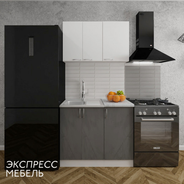 Кухонный  гарнитур Ника 1м белый и графит