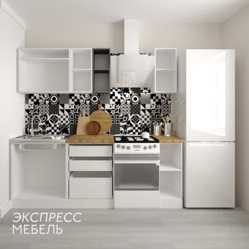 Кухня Ника - цвет фасада белый и графит.Длина: 2.0‐м. 1.6-м. . Цвет корпуса белый.